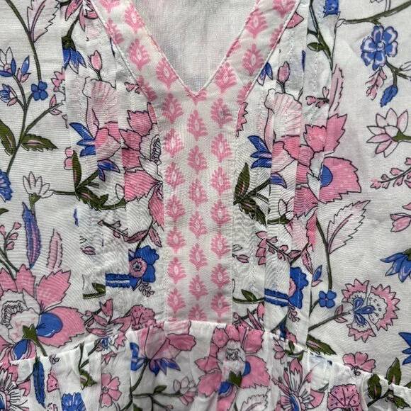 Vineyard Vines Martha's Mini Dress Womens Medium Pink Blue Floral Flutter Sleeve - Picture 6 of 7